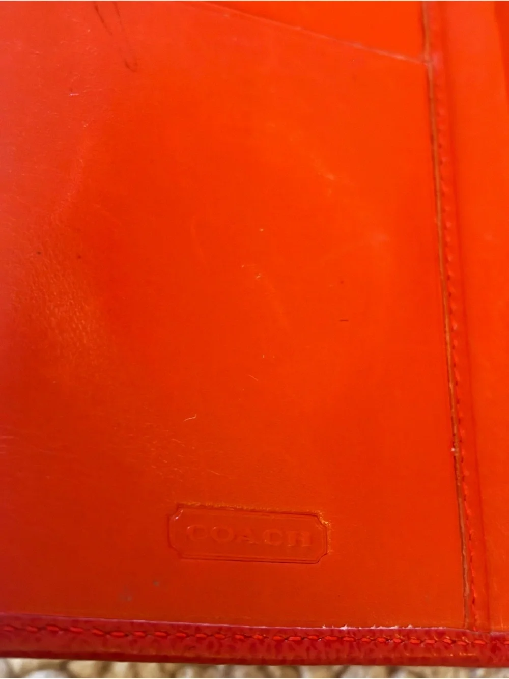 Coach vintage Red Pebbled Leather Long Wallet 4 X 7.5”